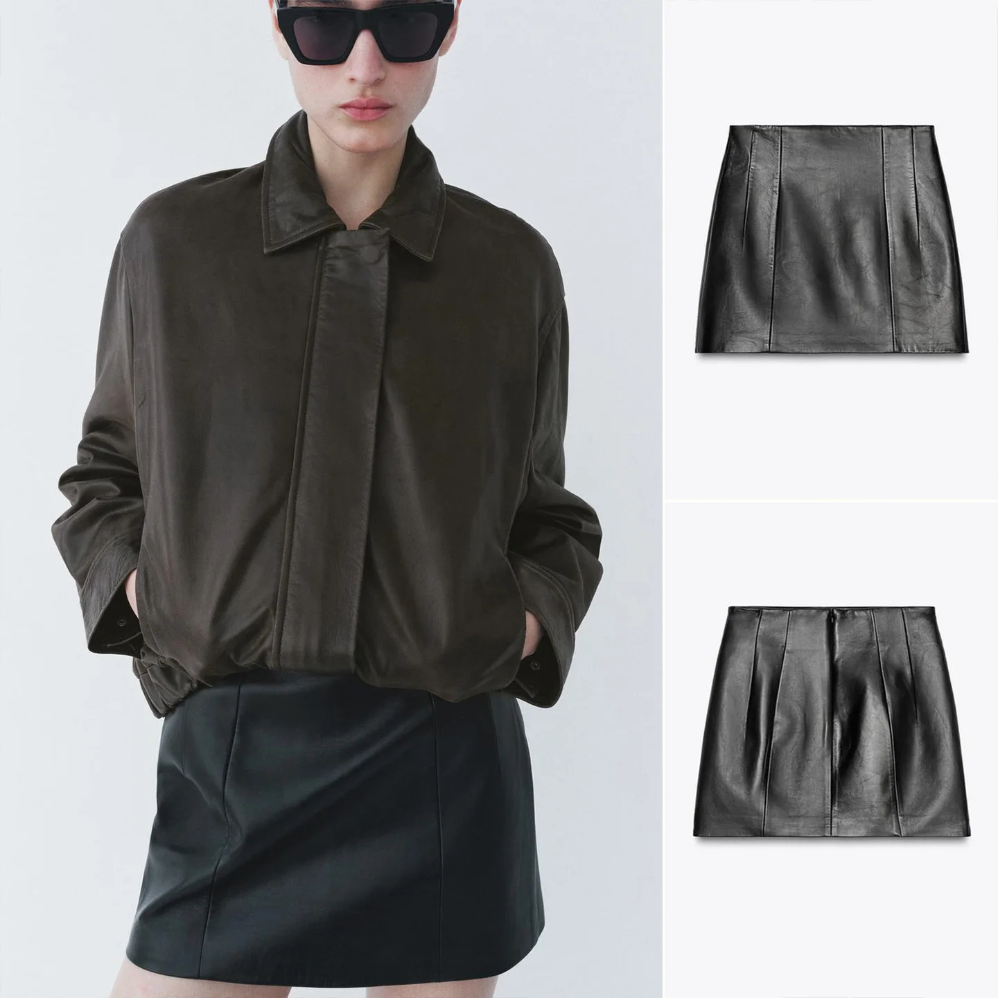 

Простая элегантная юбка из искусственной кожи для женщин, летний дизайн, украшение для шитья, повседневная юбка трапециевидной формы со средней талией