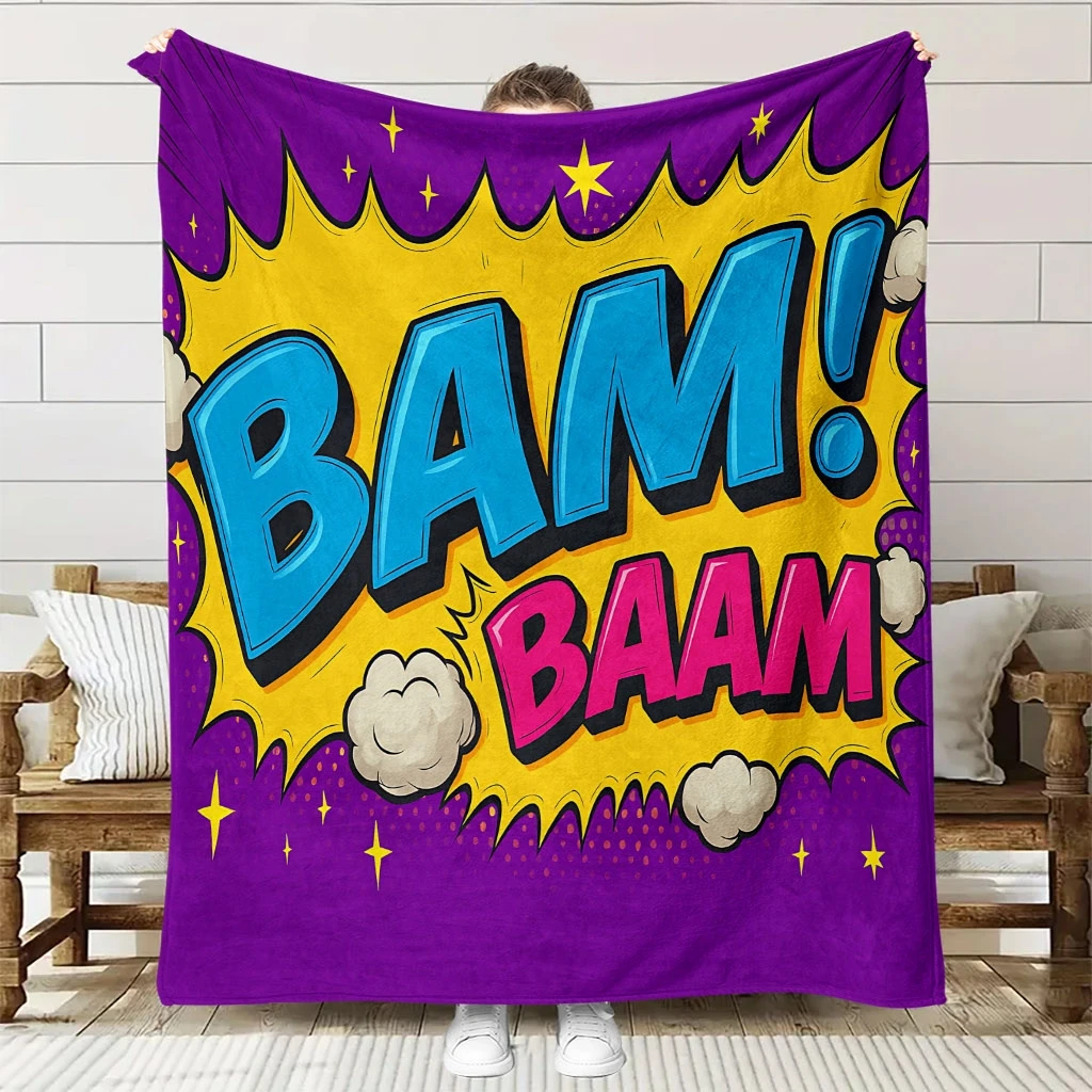 1pc Soft Flannel Blanket with Explosion Impact Design | High-Definition Digital Print,  Polyester, Machine Washable, All-Sea