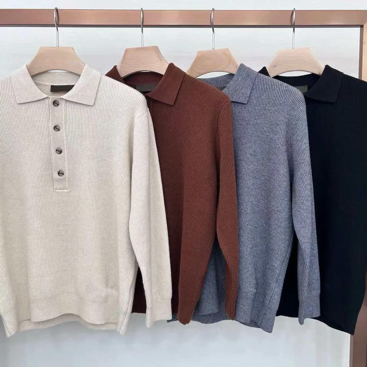 

LP Итальянский вязаный свитер с лацканами Простой повседневный свитер с длинными рукавами