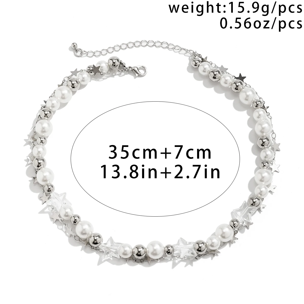 Imitation Pearl and CCB Beads with Stars Short Choker Necklace for Women Trendy Collar on Neck 2023 Fashion Jewelry Accessories