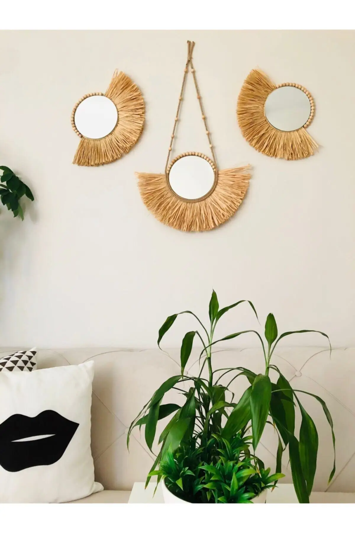 3 PCs Raffia Mirror Set/2 PCs Yelpaze Mirror/1 PCS Design Mirror/Wall Board/Balcony office Entrance Living Room Mirror