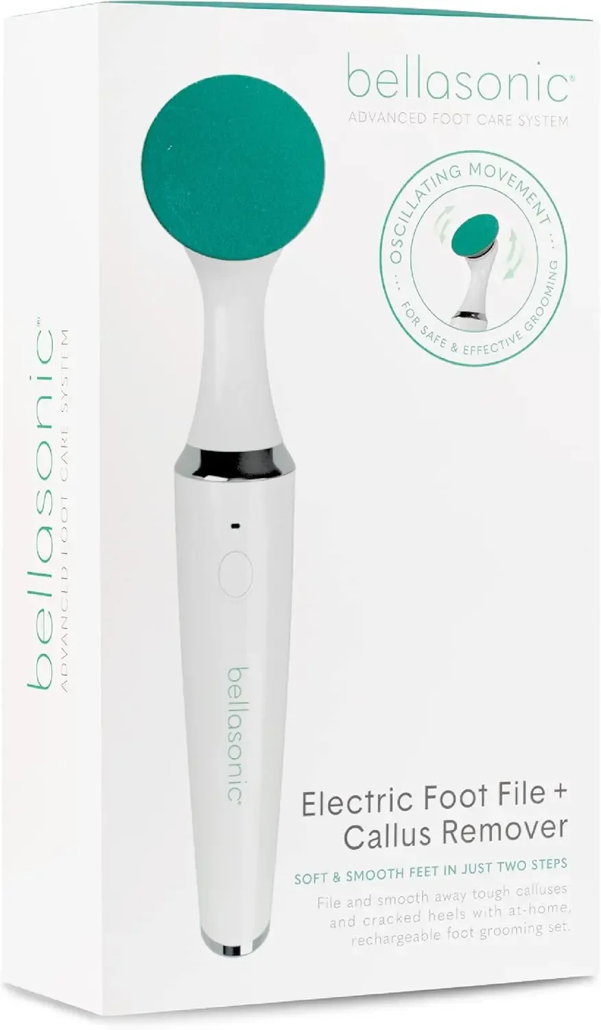 Foot File + Callus Remover with Unique Oscillating Head – File & Smooth Dry, Hardened & Cracked Skin on Heels & Toes – Salon Qua