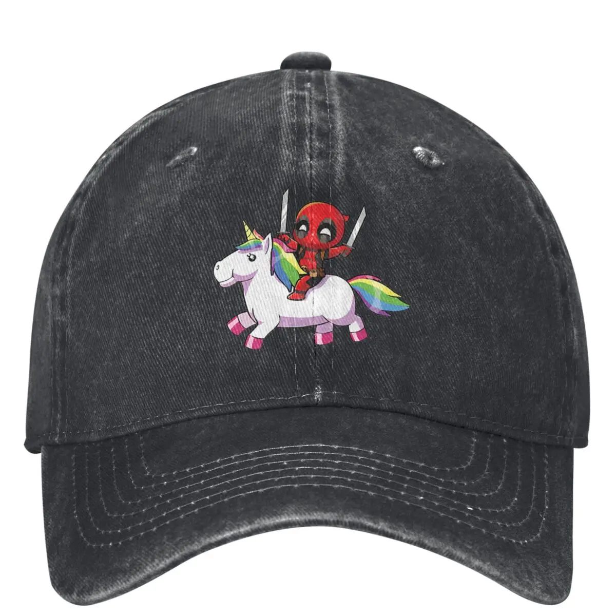 Cartoon Wade Wilson Pool Dead On Unicorn Washed Baseball Cap Fashion Trucker Hat Summer Unisex Men  Sports Design Snapback Cap