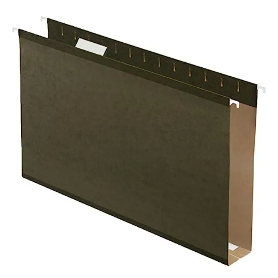 

Extra Capacity Reinforced Hanging File Folders, 2", Size, Standard Green, 1/5 Cut, 25/BX 4153x2