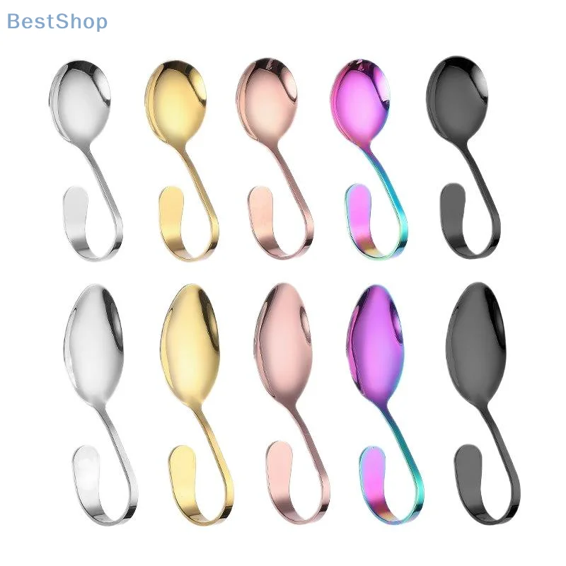 Stainless Steel Service Tableware Curved Handle Spoon Hotel Golden Independent Dining Curved Hotel Supplies Spoon