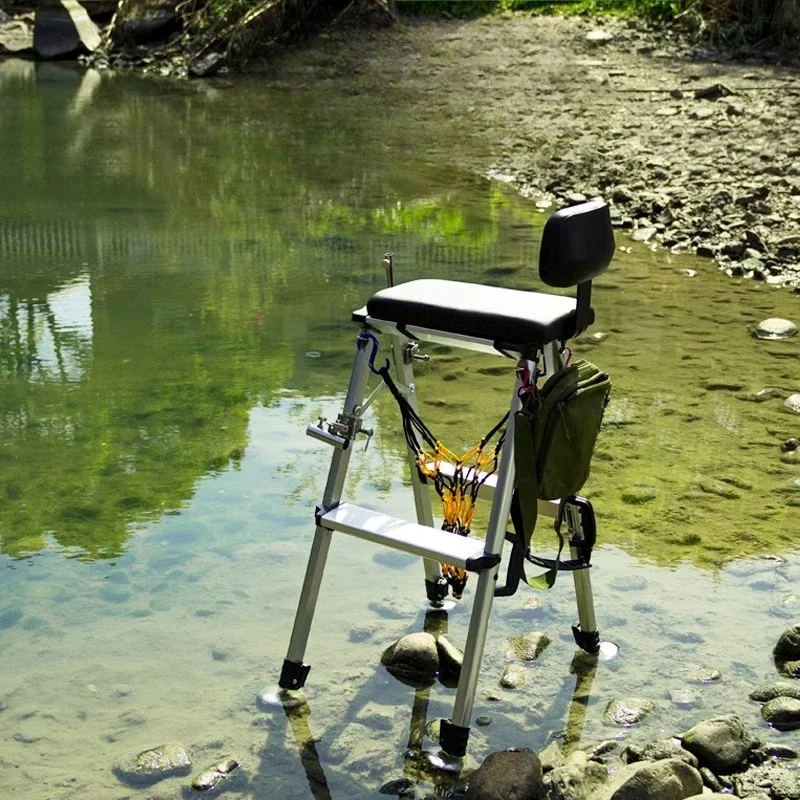 Three generations of upgraded stream fishing ladder, multi-functional folding portable fishing chair stool