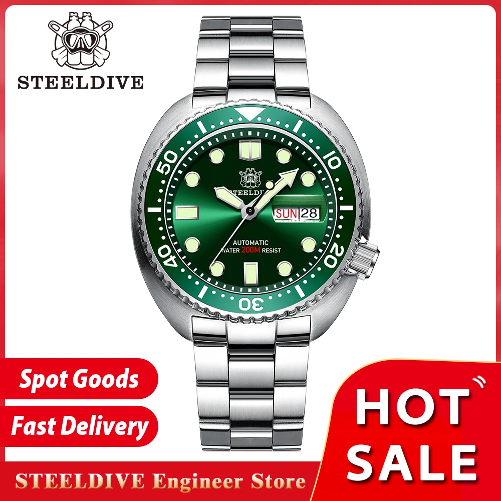 

STEELDIVE SD1972 V2 Ceramic Bezel Abalone 200M Waterproof Double Calendar NH36 Movement Swiss Luminous Mechanical Wristwatches