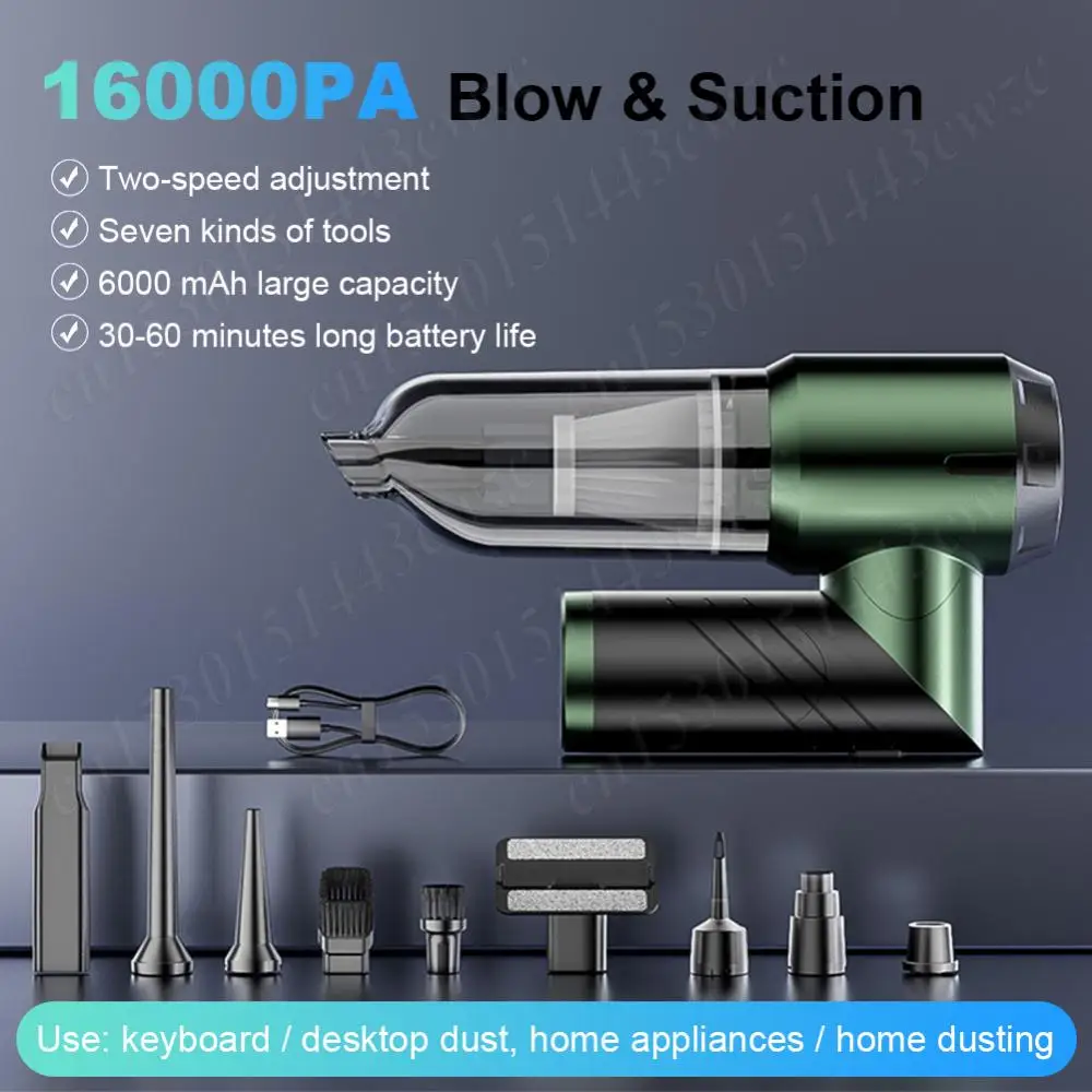 16000Pa Mini Vacuum Cleaner 100W USB Dust Catcher Cordless Handheld Vacuum Cleaner 80000RPM Air Duster for Home Vehicle Cleaning