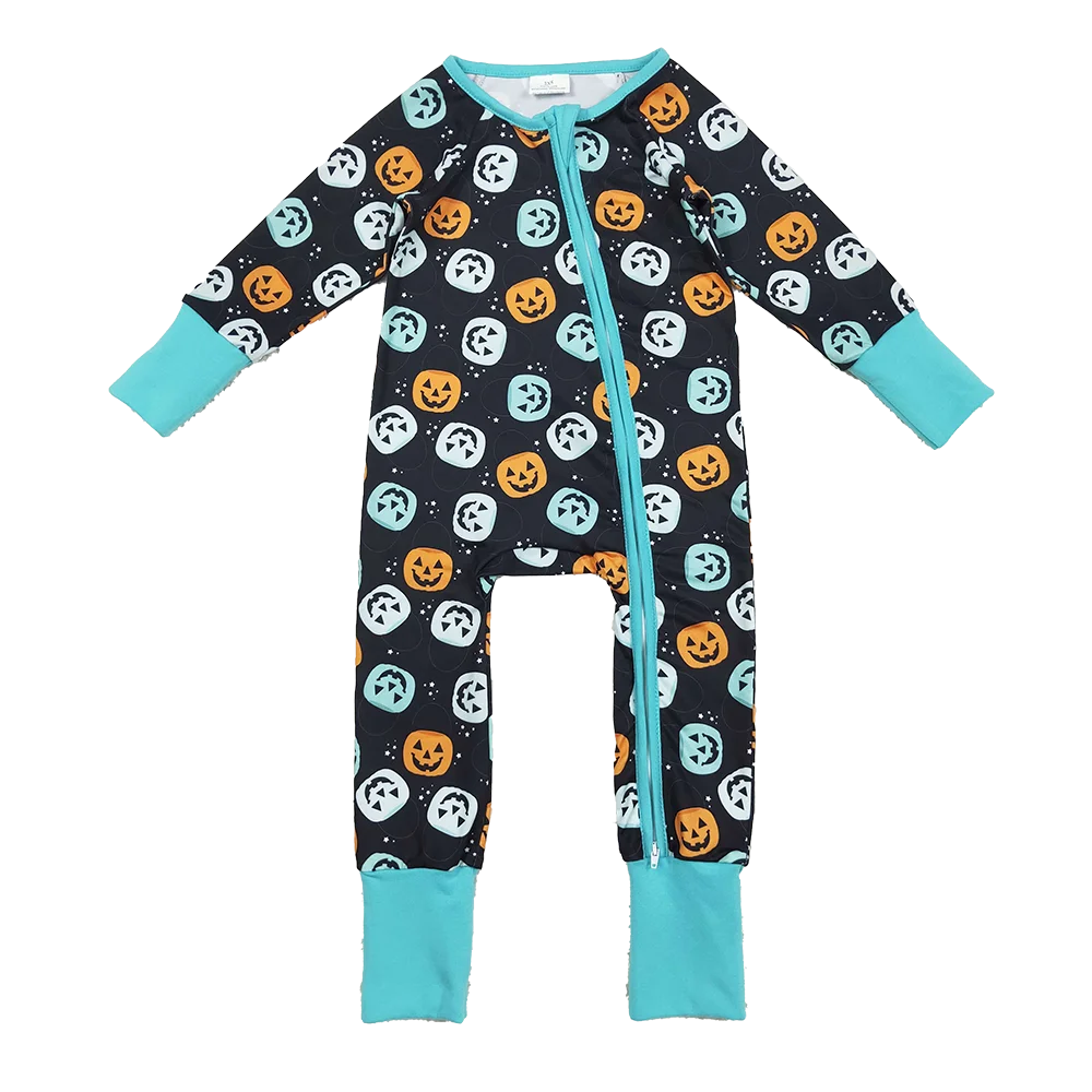 

8.19 Детские зимние комбинезоны для маленьких мальчиков с призраками и тыквой, осенние комбинезоны на молнии