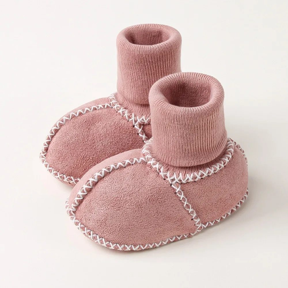 

Thickened Suede Leather Shoes Suede Leather Soft Bottom Socks Shoes Fleece-Lined Anti-slip Infants Winter Booties 0-12 Months