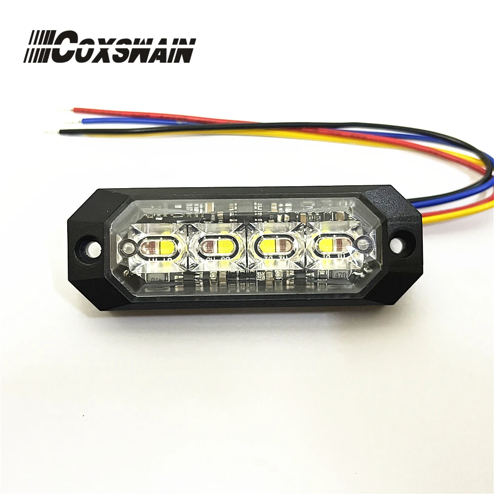

1pc Dual Color Coxswain Police Ambulance Strobe Warning Light 8 LEDs Side Marker Grille Hazard Light for Off-Road Vehicles