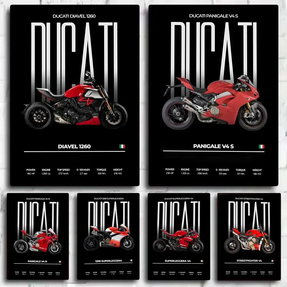 D-Ducatii Motorcycle Poster Stickers HD Waterproof Painting Wall Art For Bedroom Living Room Home Decor Decoration Gift