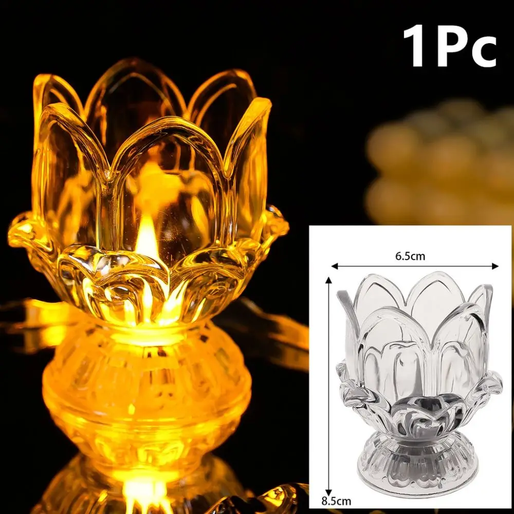 Lotus Modeling LED Night Light Romantic Transparent Electronic Candle Lamp Relief Everlasting Light