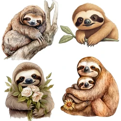 Three Ratels QB24 Watercolor sloth animal art wall stickers for home decoration