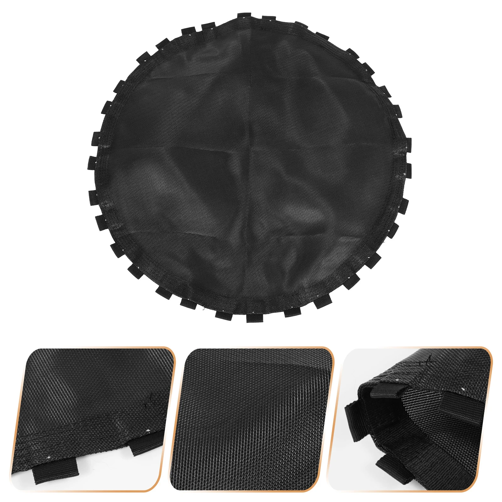 

1pc Round Black Trampoline Jumping Mat Replacement High-Density Mesh Cushion For Outdoor Indoor Play Durable Elastic