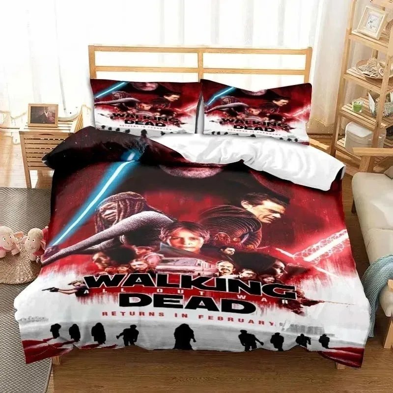 The Walking Dead Bedding Set Horror Film 3D Bedding Sets Duvet Cover Anime Bedroom Bedclothes Pillowcases