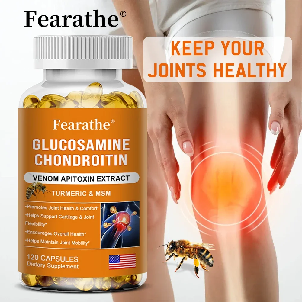 Natural Bee Venom Extract Glucosamine Chondroitin Capsules- Joint Support, Anti-Aging, Anti-Inflammation, Antioxidant, Cartilage