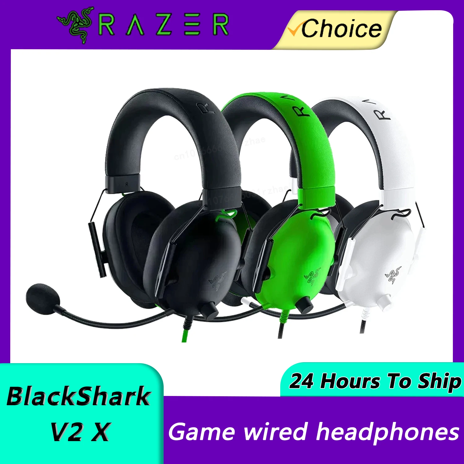 Razer BlackShark V2 X Wired Esports Headset Advanced Passive Noise Cancellation, 7.1 Surround Sound, Hyperclear Cardioid Mic