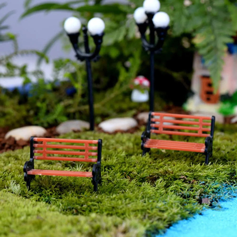 

6 Pcs Micro Landscape Ornament Miniature Park Bench Chairs Pvc Home Decorations