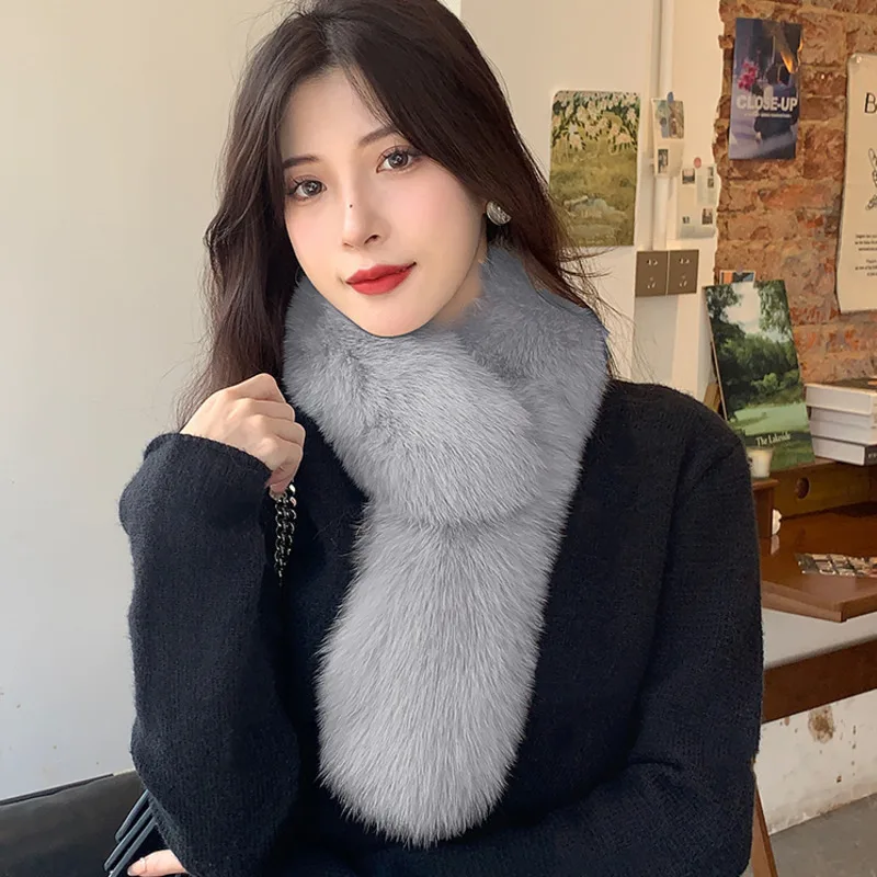 Real Fox Fur Scarf Winter Luxury Fluffy Fur Collar Keep Neck Warmer Jacket Shawl Wraps Warm Thick Fashion Fur Shawl With Clip