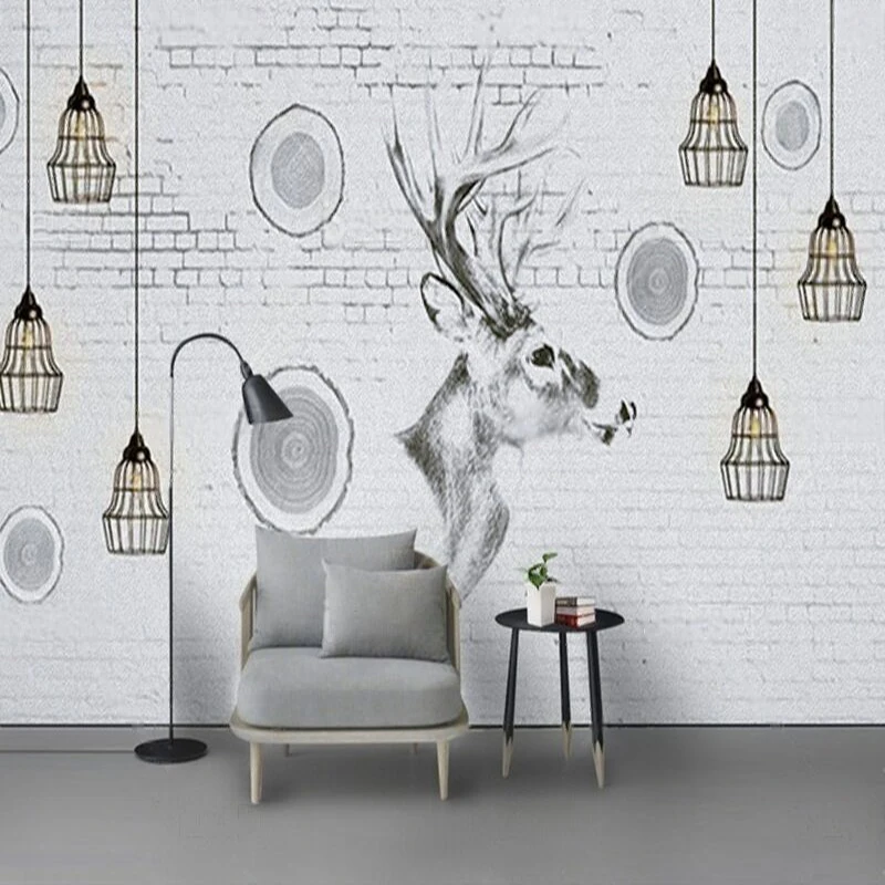 

Nordic modern simple and individual geometric elk TV sofa background wall