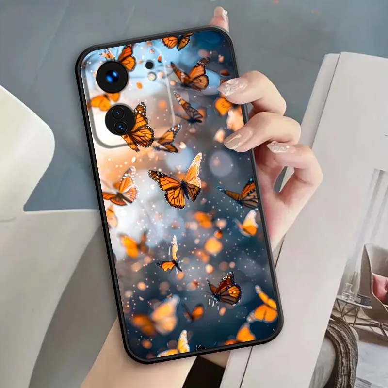 الفن فراشة زهرة الورد ل Xiaomi Redmi 12 13C 12C 13 10C 9T A2 9A 9C 7A نوت 10S 8T 10 9 8 Pro 4G 5G حافظة هاتف سوداء #2