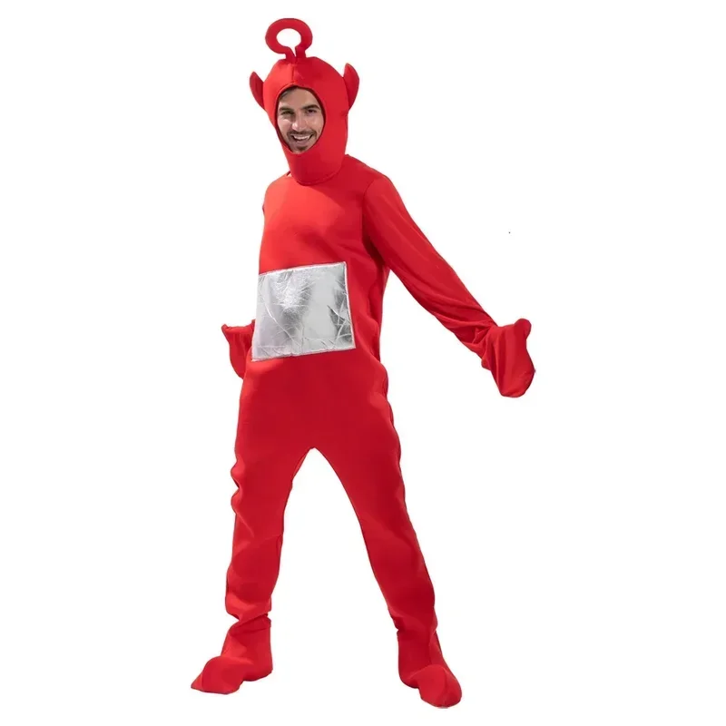 Cosplay Kostuum voor Volwassen Jumpsuit Hoofddeksel Grappige Tinky Winky Dipsy Laa-Laa Po Halloween Carnaval Kostuum Kleding