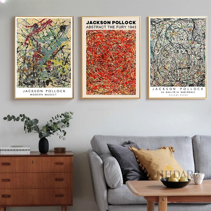 Scandinavian Minimalist Wall Art Jackson Pollock HD Canvas Oil Painting Vintage Poster Print Home Bedroom Living Room Decoration