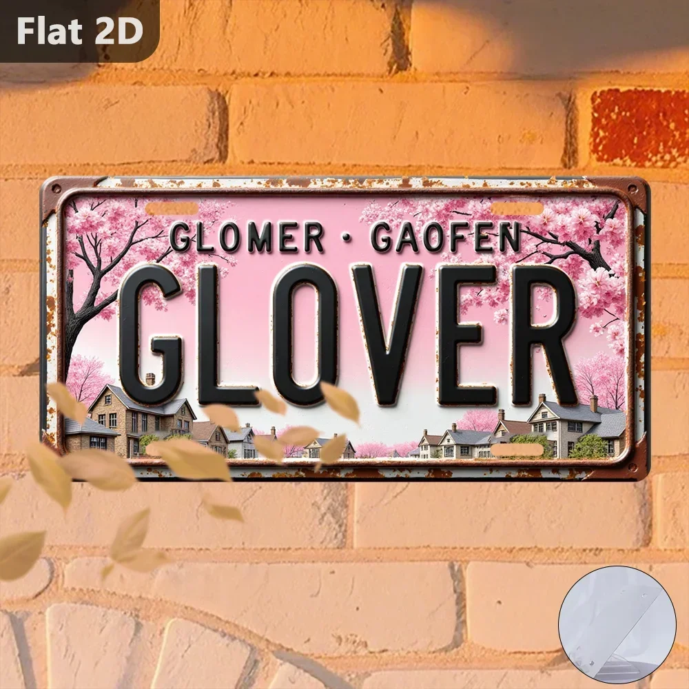 2D Flat - 1pc Tin Sign | 2D Flat Vintage Tin Sign, Cherry Blossom Village Travel Souvenir, Wall Decor for Home, Garage, Garde