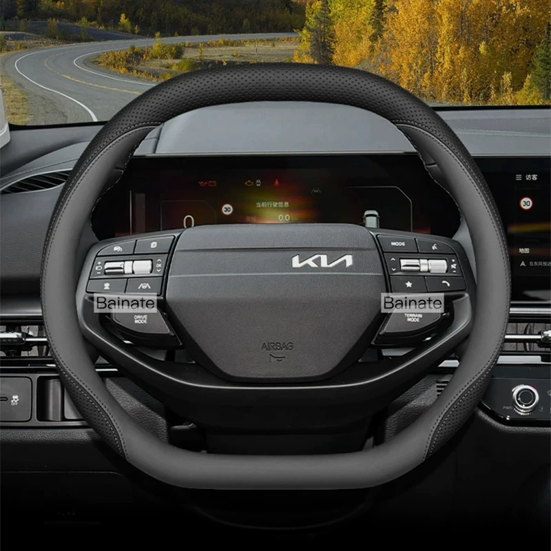 38 cm Auto-Lenkradbezug, für NEUEN KIA Sportage EV9 Sorento 2026, Leder, Lenkradhülle, Autozubehör – Detail 7