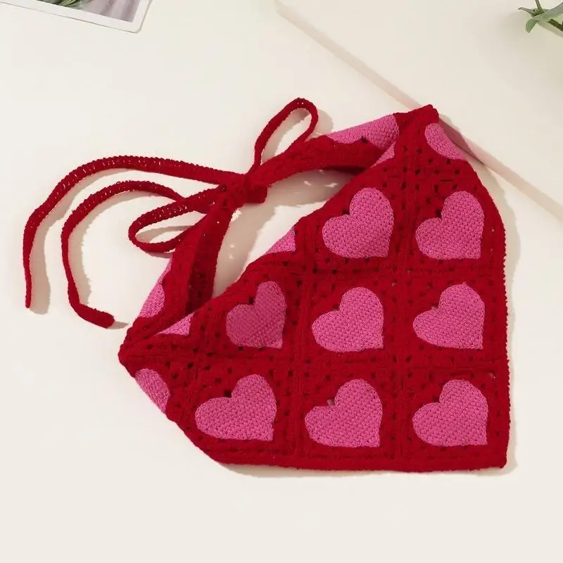 Bandanas pastoraux délicats pour enfants adultes, Turban en Crochet avec cœur, 652F