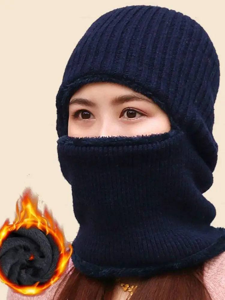 AliExpress WRELS ﻿Winter Knitted Balaclava Mask Thickened Windproof Warm Cycling Full Face Cover Women Men Thermal Anti-Cold Running Ski Mask