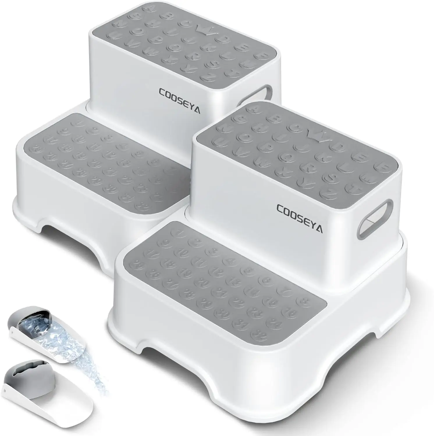 

Детская двухступенчатая подставка-табурет с противоскользящим покрытием, многофункциональная, для ванной комнаты и приучения к горшку (2 шт.)