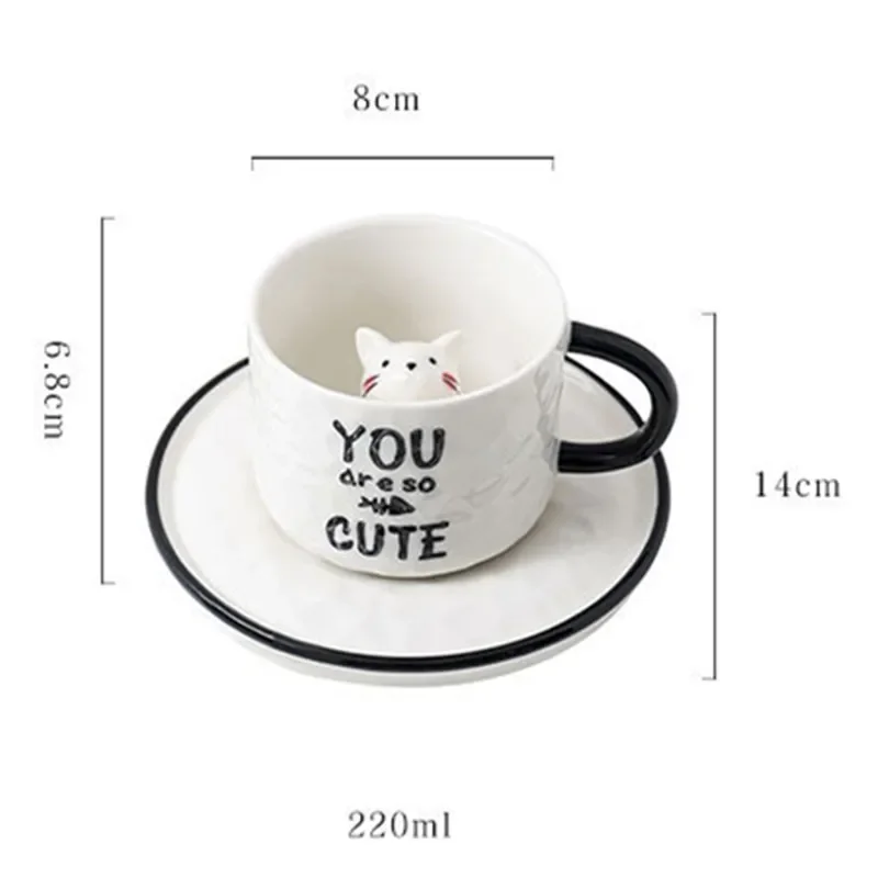 Cat Relief Ceramics Mug with Tray, 3D Animal Cat Claw, Porcelain Cup, Coffee Milk Tea Handle, Novelty Gifts