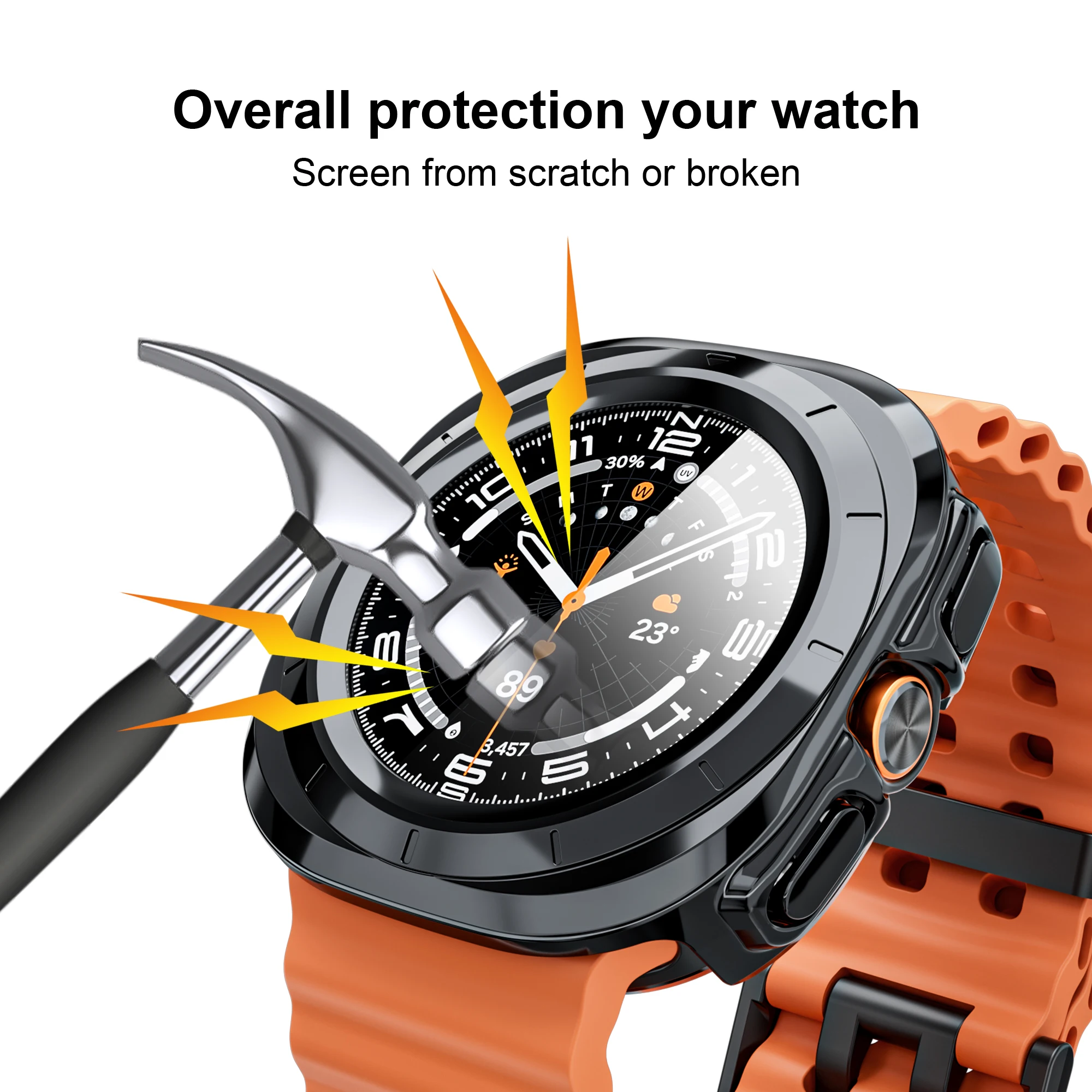 Funda para Samsung Galaxy Watch Ultra 47mm accesorios Protector de pantalla de vidrio templado parachoques duro de PC Galaxy Watch 7 ultra Cover