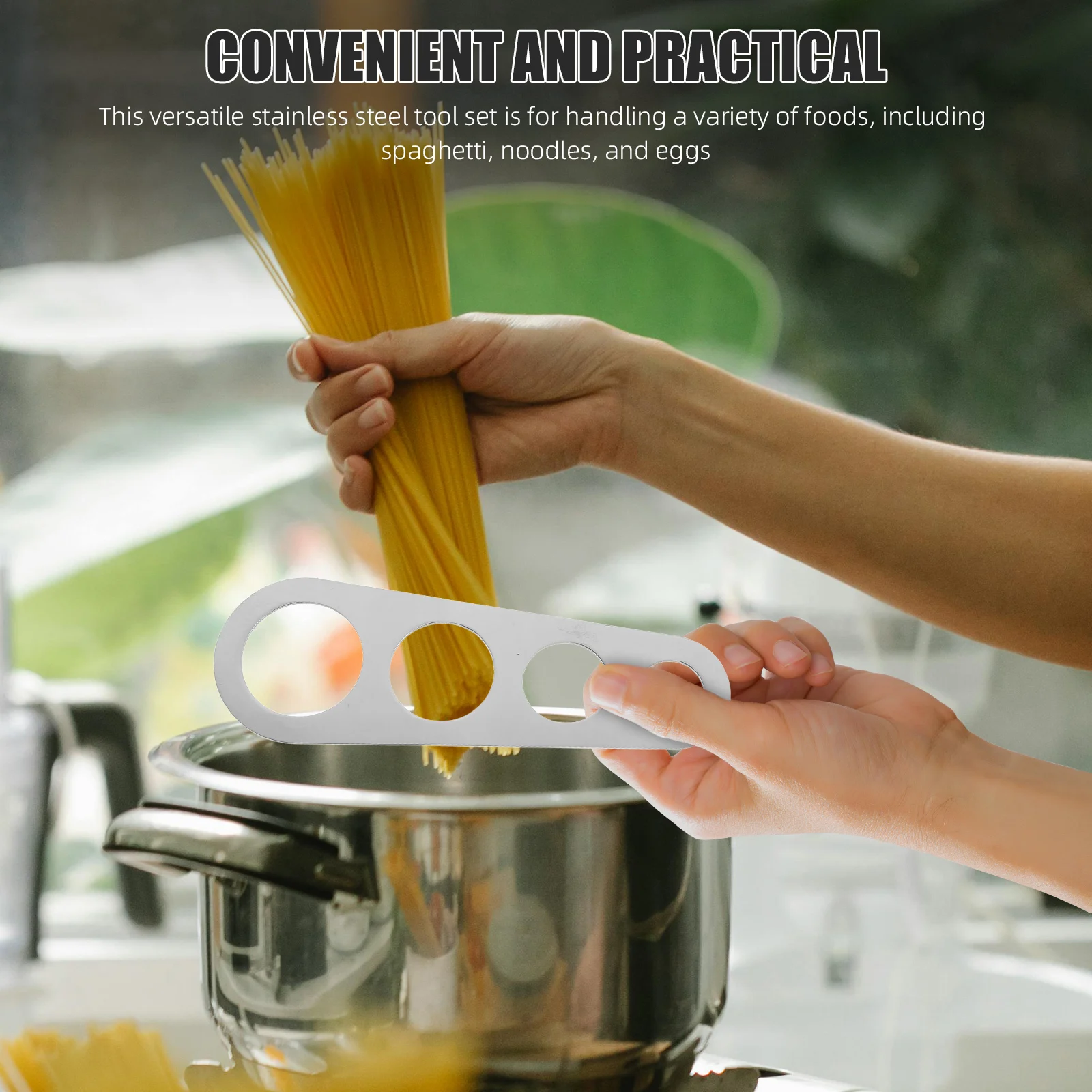 

Stainless Steel Pasta Measuring Tool Silver Strainer Spoon Spaghetti Fixture Set Kitchen Tongs Pasta Spoon Spaghetti Serving Set
