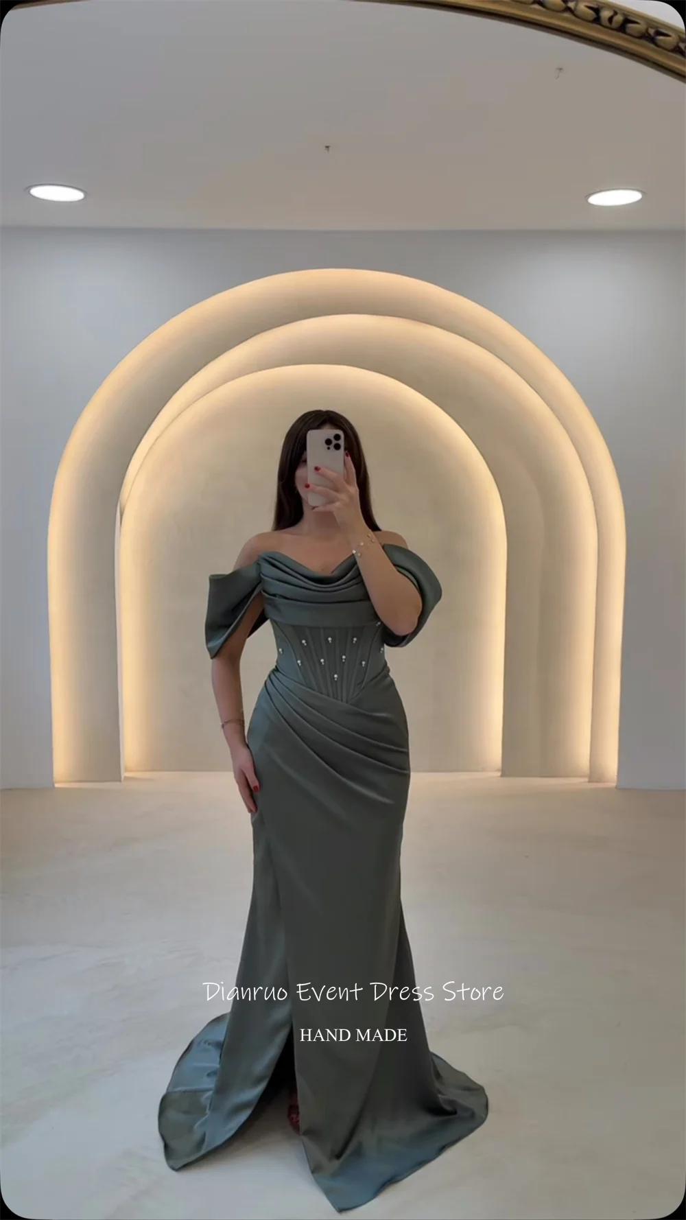 Dianruo Chique Sweetheart Ruches Avondjurken Uit De Schouder Elegant فسات Mohamed Julie Plooi Kristal Abendkleider Dubai Aangepast