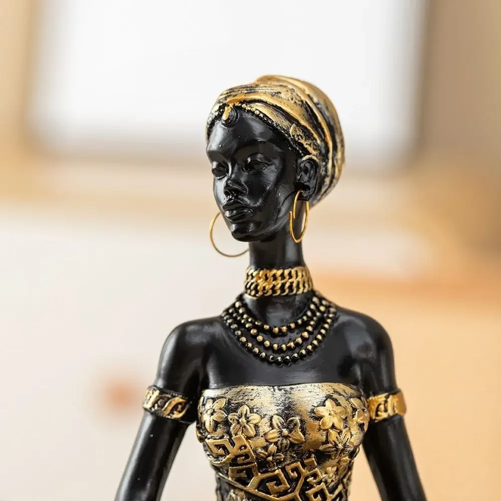 Resin African Women Storage Tray European Style Decorative Jewelry Display Rack Tribal Design African Sculpture Entrance