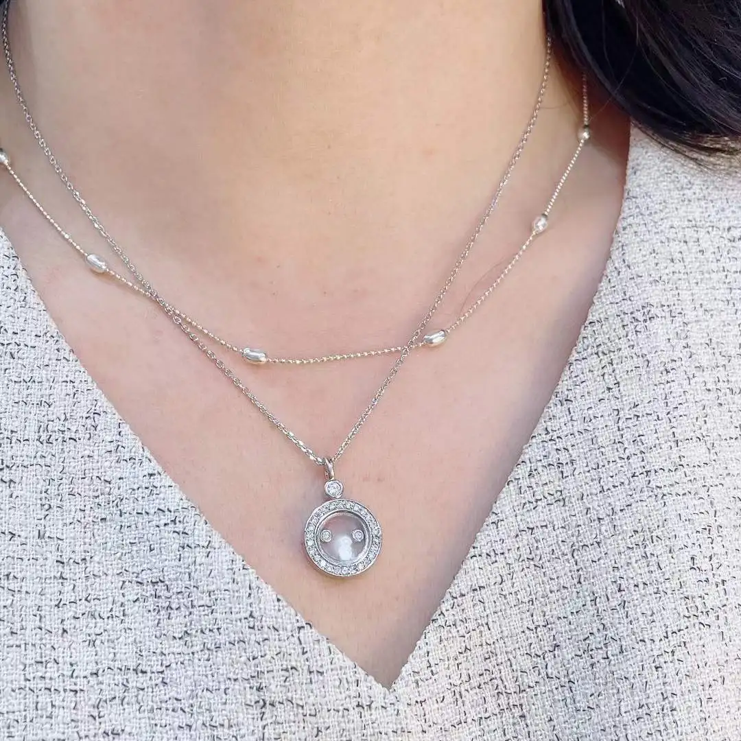 Luxury Round Shape Stackable Pendant Necklace Beautiful Full Cubic Zircon Tennis Chain Dubai Women Party Jewelry Gift D1571