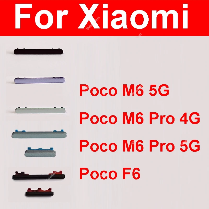 Power Volume Buttons For Xiaomi Poco M6 F6 Pro 4G 5G On Off Power Volume Audio Small Side Keys Replacement Repair Parts