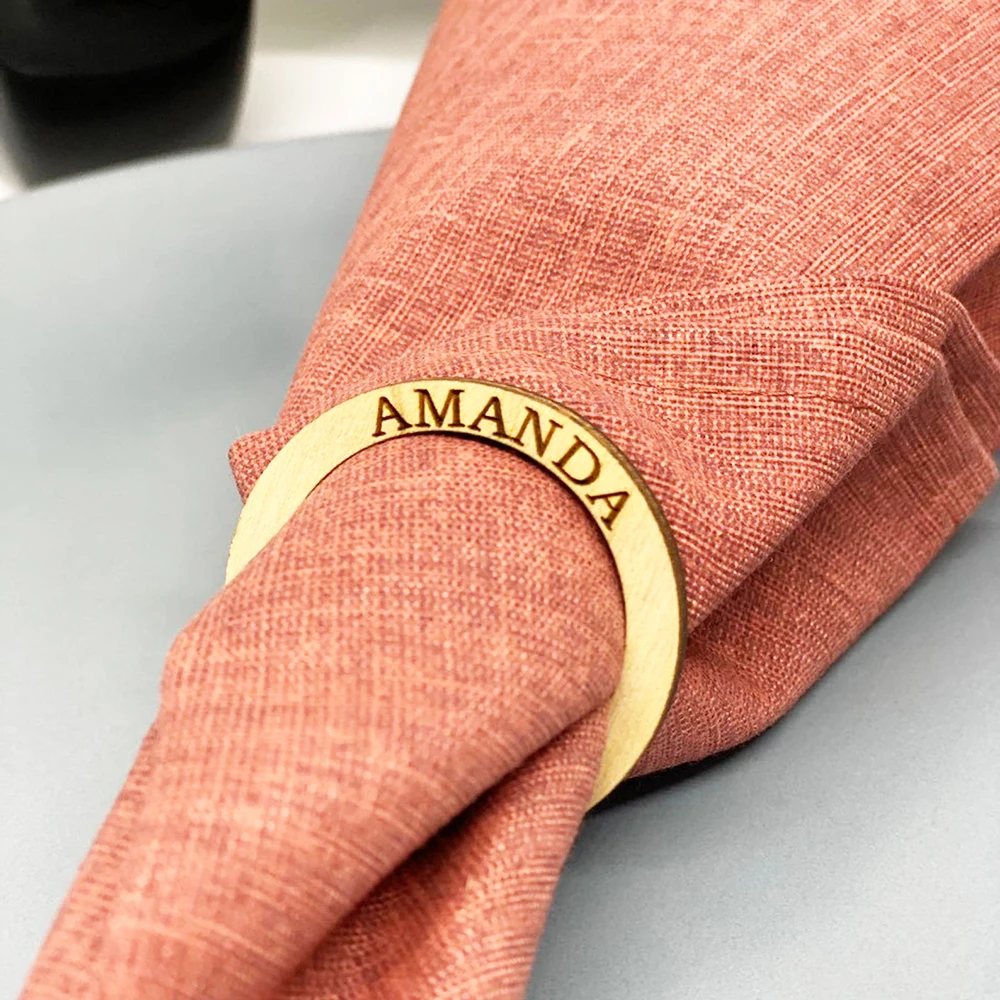 

Personalized Place Card Wood Napkin Ring Custom Wedding Napkin Rings Acrylic Cut Napkin Ring With Initials Table Decor
