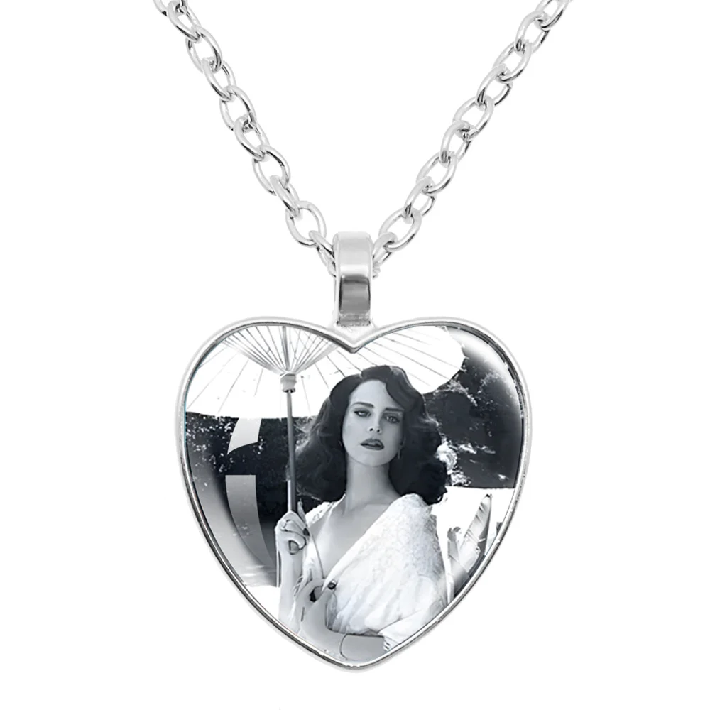 Lana Del Rey 25mm Glass Heart Pendant Necklaces Accessories Necklace Charms Heart Necklace for Women Men Jewelry Gift