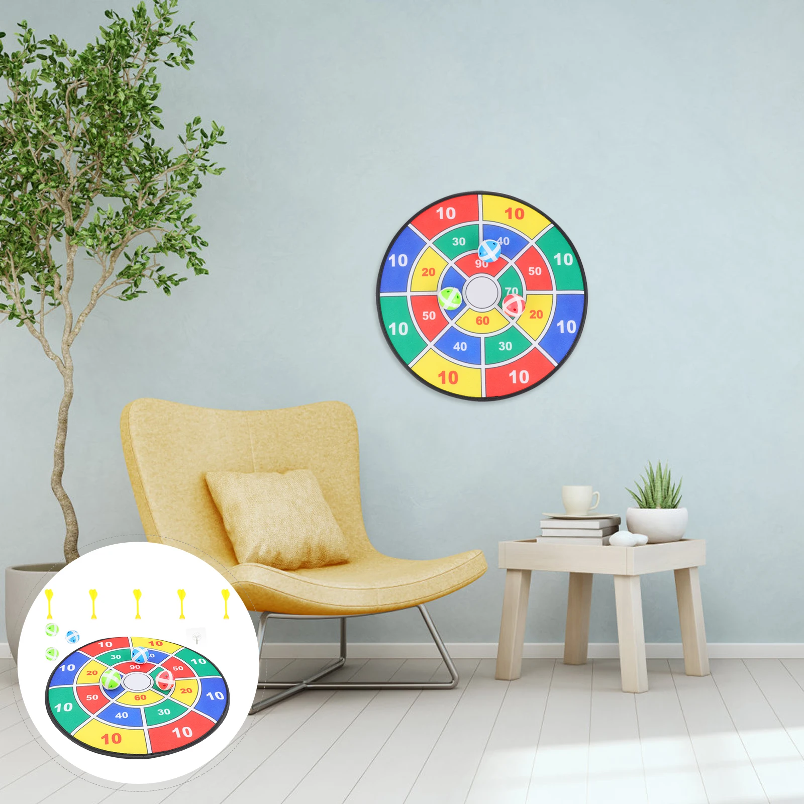 1 Juego de juguetes de tablero de seguridad para practicar pelota pegajosa, juguete interactivo, suministros para juegos de fiesta (36cm, 6 uds. De bolas adhesivas y 6 uds.)