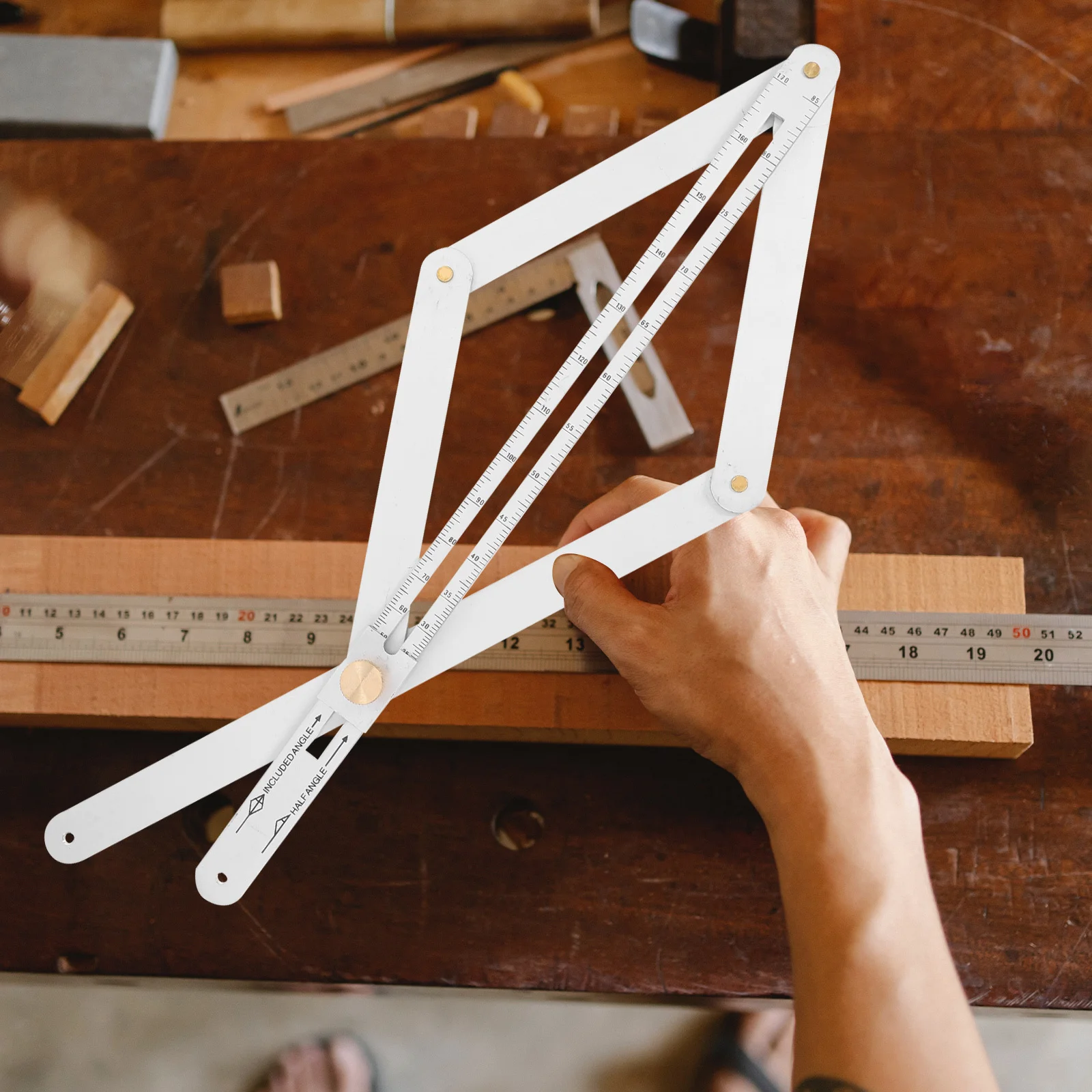 

Multifunctional Protractor For Woodworking Long Miter Angle Ruler Stainless Steel Foldable Measuring Tool