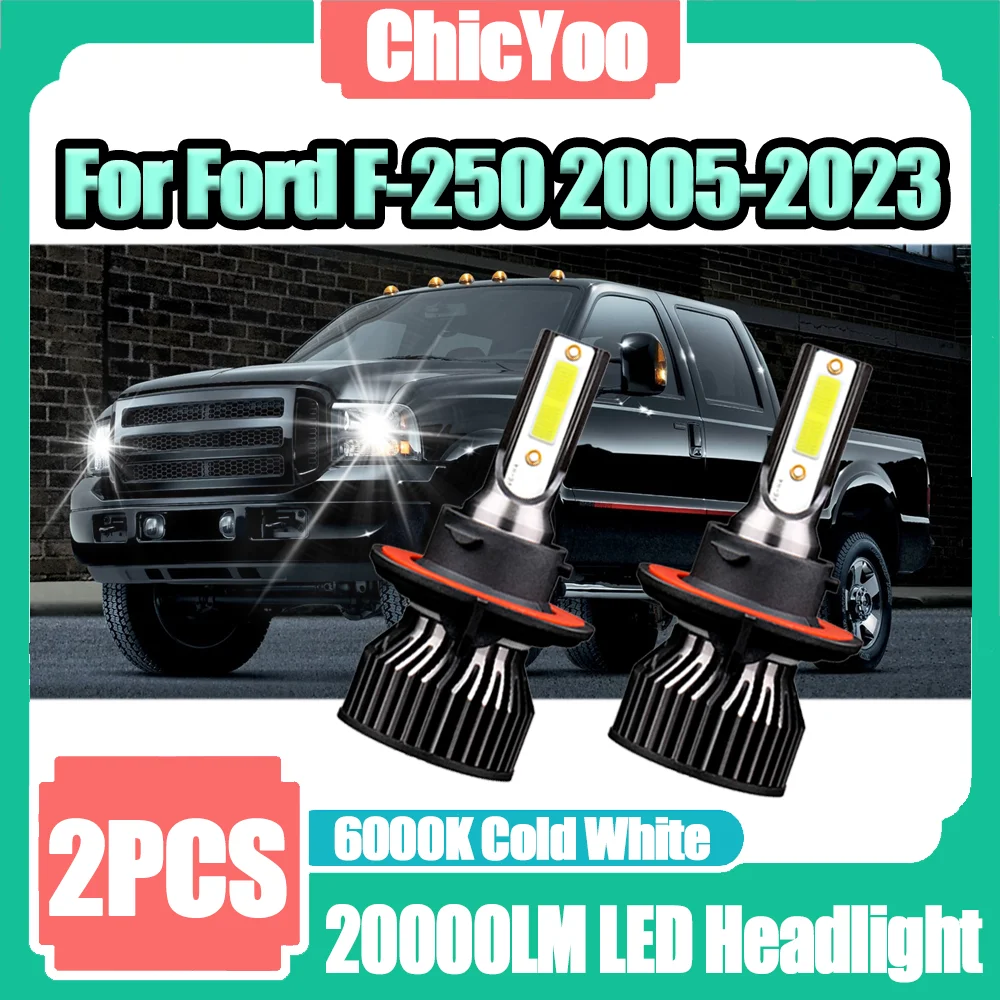 

2PCS High Power 20000LM High Low Beam Turbo Auto Lamps LED Headlight Bulbs 120W 6000K White Car Lights For Ford F-250 2005-2023
