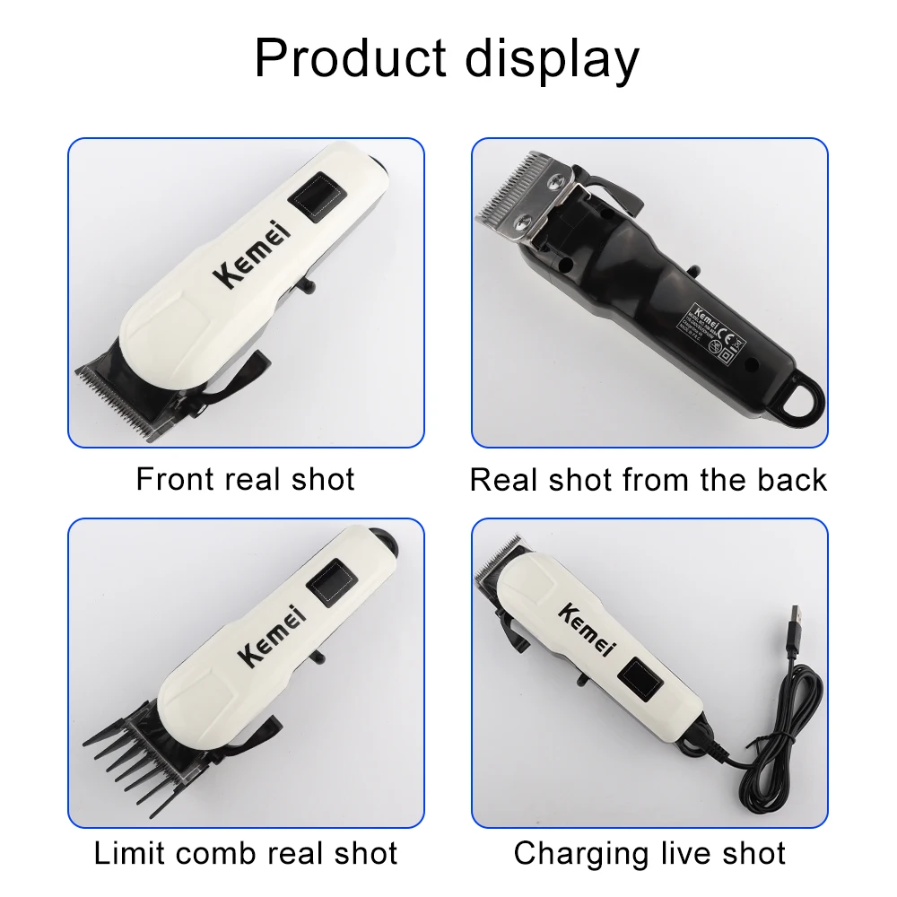 Kemei آلة قطع الشعر مقص الشعر الكهربائية اللاسلكي المتقلب للرجال ماكينة حلاقة قابلة للشحن قص الشعر الحلاق KM-809A