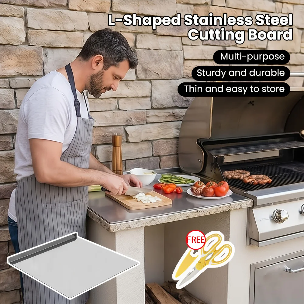Stainless Steel Cutting Board Daily Baking Cooking For Home Kitchen Practical Food Cutting Mat With Free Yellow Kitchen Scissors