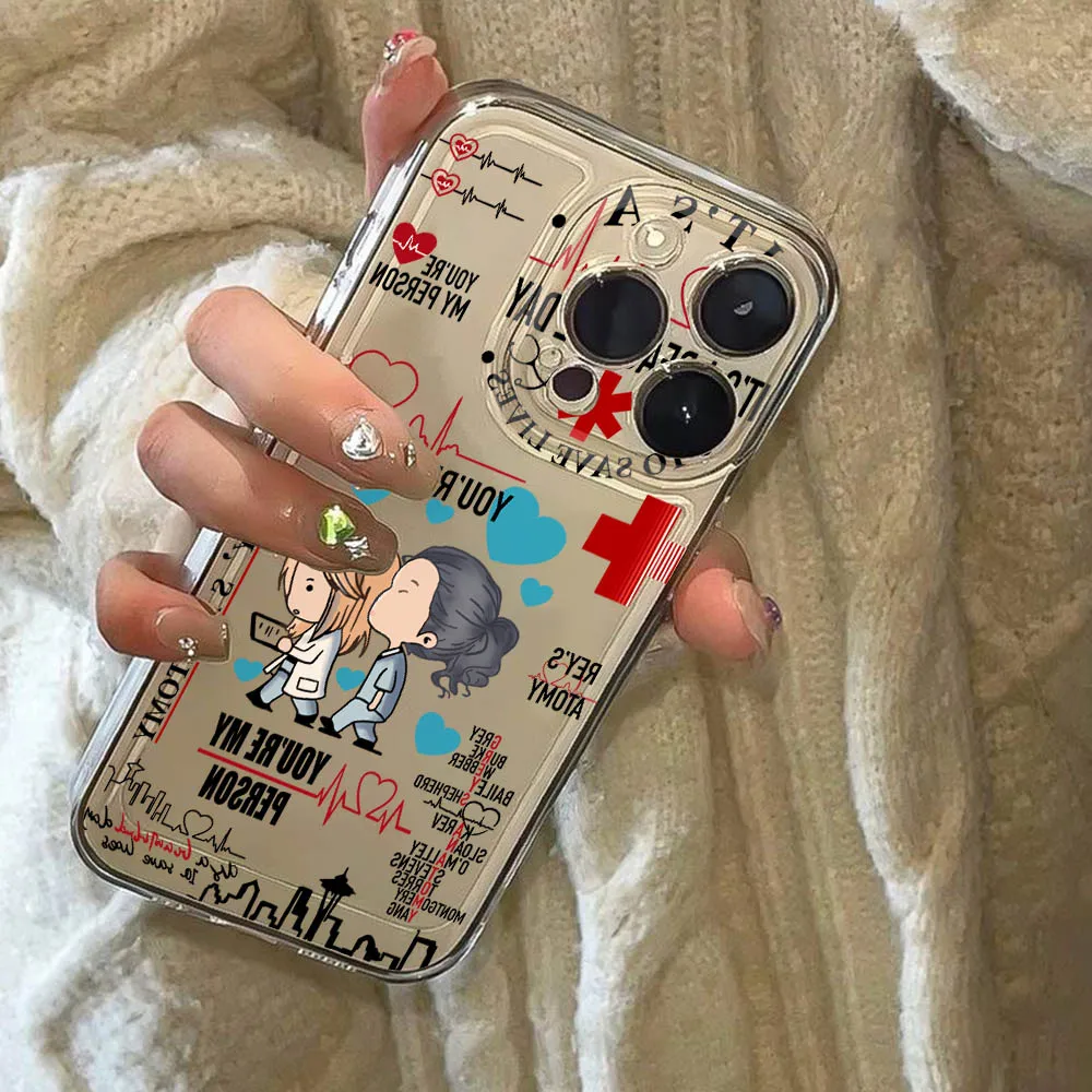 Greys Anatomy Phone Case for iPhone 16 15 14 Plus 13 12 Mini 11 iPhone16 iPhone13 Pro Max X Xs XR 7 8 Clear Soft Capa Cover