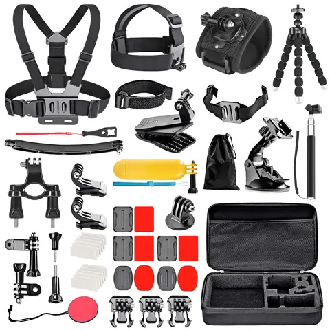 Pro 50-in-1 Adventure Kit for GoPro 13/12/11, DJI Action 5/4, Insta360 Ace - 360° Bike/Helmet/Chest Mounts & Waterproof Case