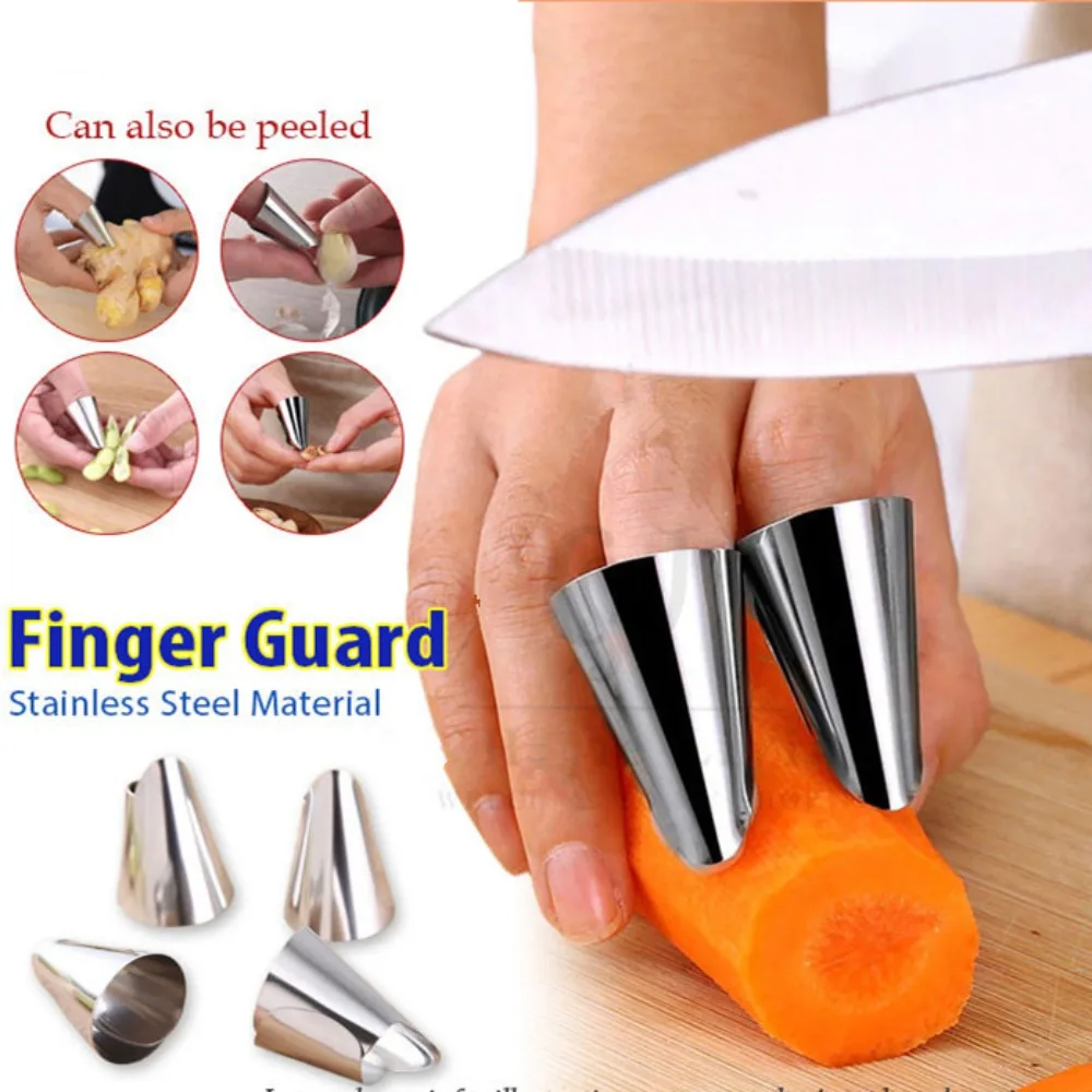 Stainles Steel Finger Protector Fruit Peel Vegetable Cutting Hand Guard Safe Peanut Sheller Garlic Giner Pgeeler Iron Nail Cover